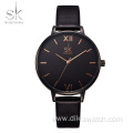 Shengke Top Brand Fashion Ladies Watches Leather Female Quartz Watch Women Thin Casual Strap Watch Reloj Mujer Marble Dial SK
